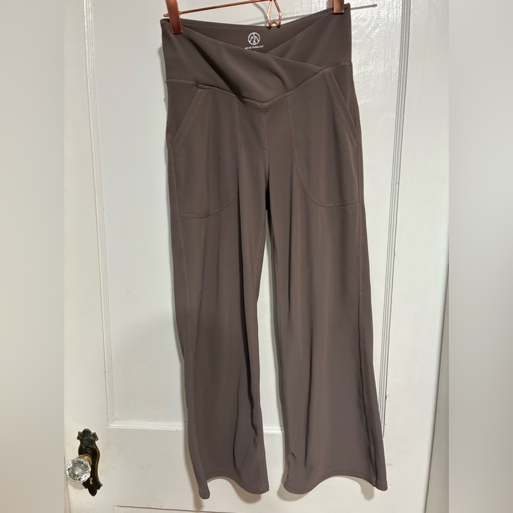 Athleta High-Rise Wide Leg Pants in Taupe